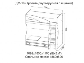 ДМ-16 Кровать двухъярусная с ящиком в Заречном - zarechnyj.magazin-mebel74.ru | фото