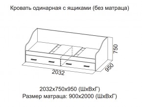 Кровать одинарная с ящиками (Без матраца 0,9*2,0) в Заречном - zarechnyj.magazin-mebel74.ru | фото